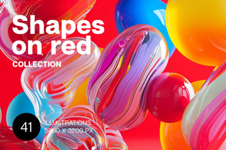Shapes on red