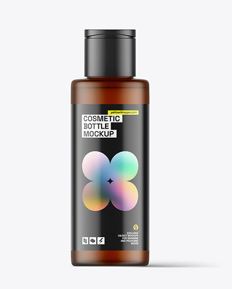 Frosted Amber Cosmetic Bottle Mockup