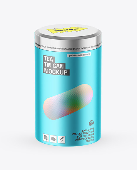 Matte Metallic Tea Tin Can Mockup