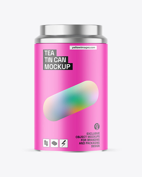 Matte Tea Tin Can Mockup