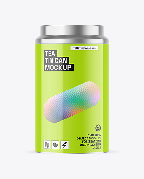 Glossy Tea Tin Can Mockup