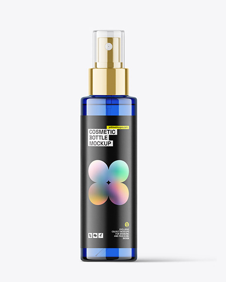 Blue Cosmetic Spray Bottle Mockup