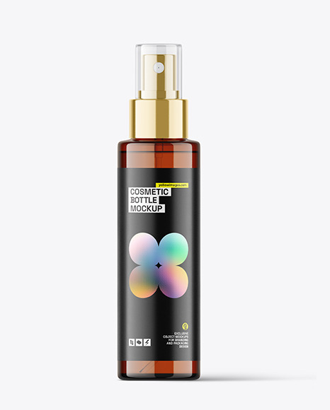 Amber Cosmetic Spray Bottle Mockup