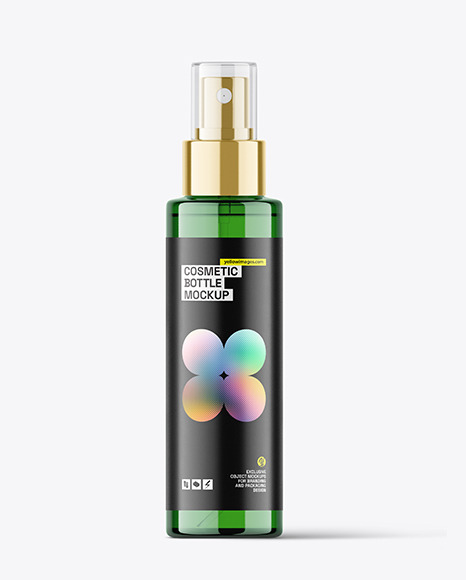 Green Cosmetic Spray Bottle Mockup