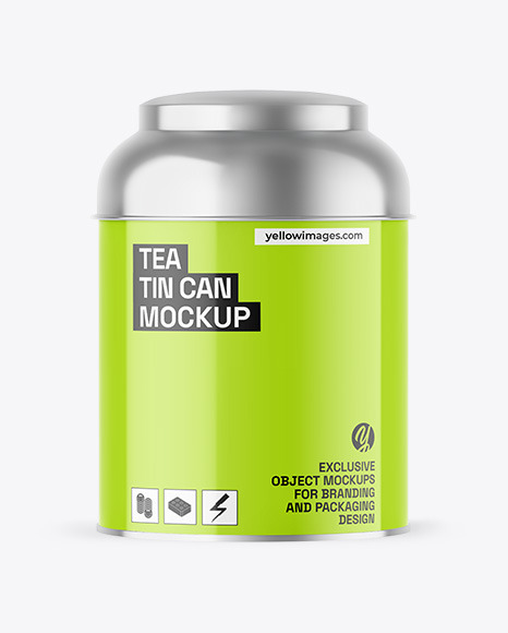 Glossy Tea Tin Can Mockup