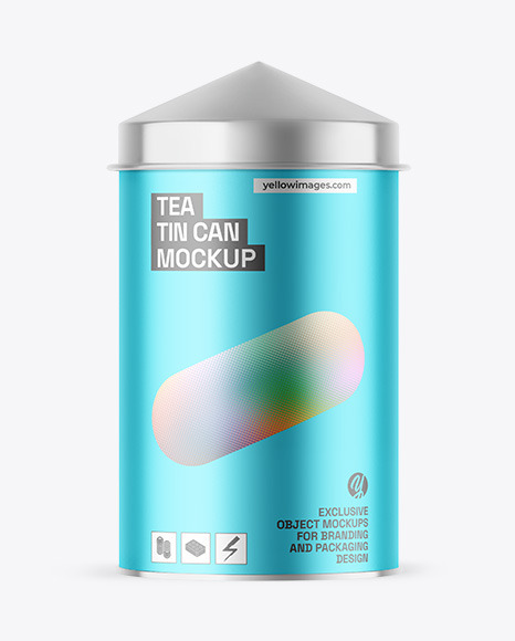 Matte Metallic Tea Tin Can Mockup