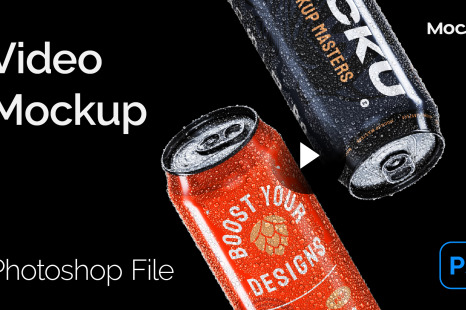 Can 470ml Video Mockup - Photoshop File