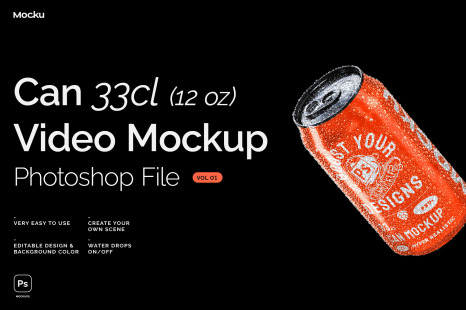 Can 350ml Video Mockup - Photoshop File