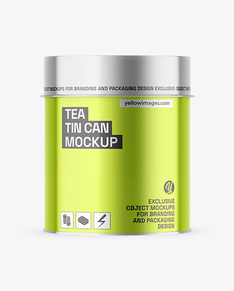 Metallic Tea Tin Can Mockup
