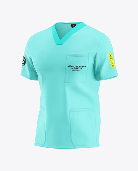 Men&#039;s Medical Shirt Mockup - Half Side View