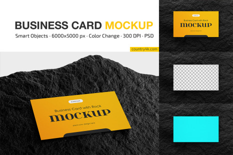 Business Card with Rock Mockup Set