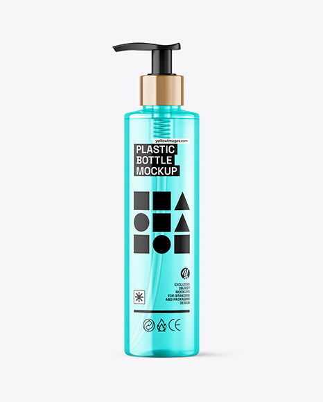 Clear Cosmetic Bottle with Pump Mockup