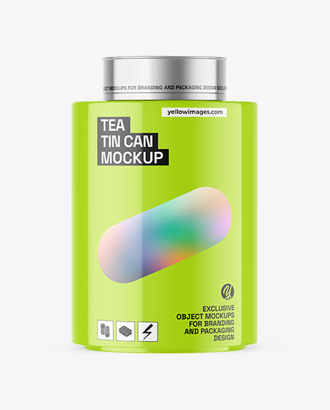 Glossy Tea Tin Can Mockup