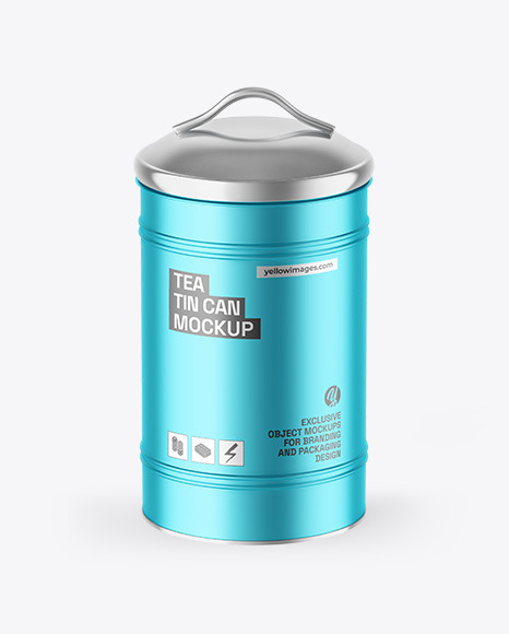Matte Metallic Tea Tin Can Mockup