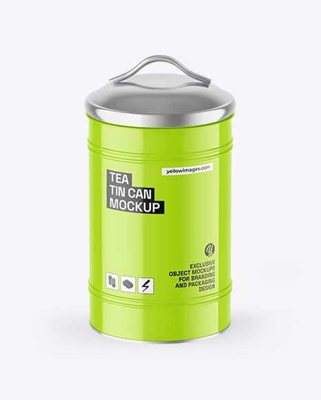Glossy Tea Tin Can Mockup