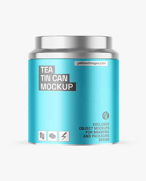 Matte Metallic Tea Tin Can Mockup
