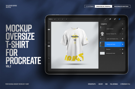 5  Mockups Oversize T-shirt for Procreate vol.2