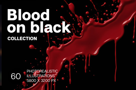 Blood splashes on black