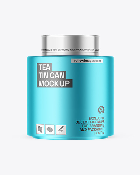 Matte Metallic Tea Tin Can Mockup