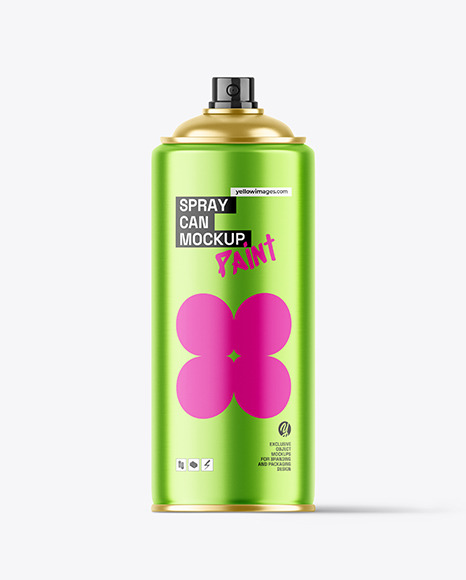 Metallic Spray Paint Can Mockup