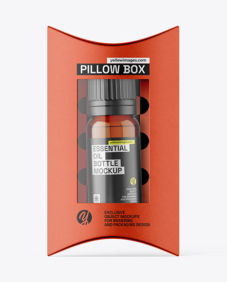 Kraft Paper Pillow Box w\ Bottle Mockup
