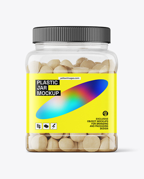 Clear Plastic Macadamia Nuts Jar Mockup