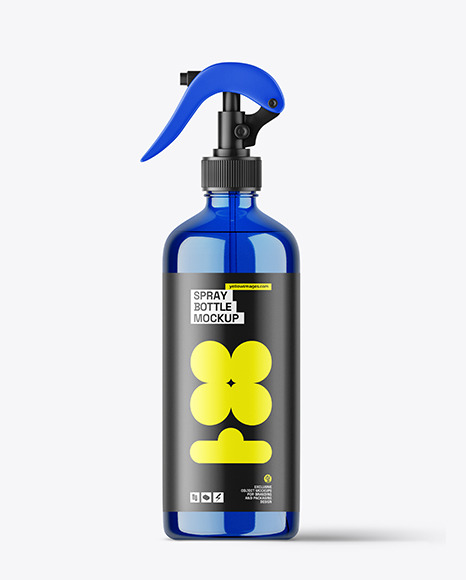 Blue Trigger Spray Bottle Mockup