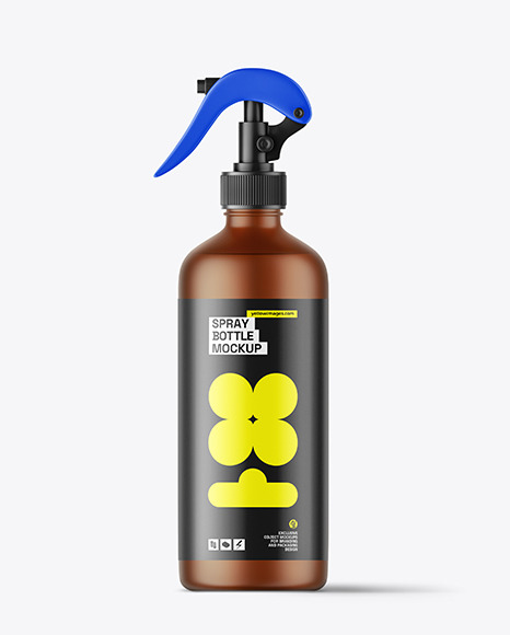 Frosted Amber Trigger Spray Bottle Mockup