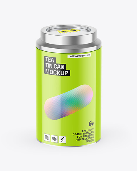 Glossy Tea Tin Can Mockup