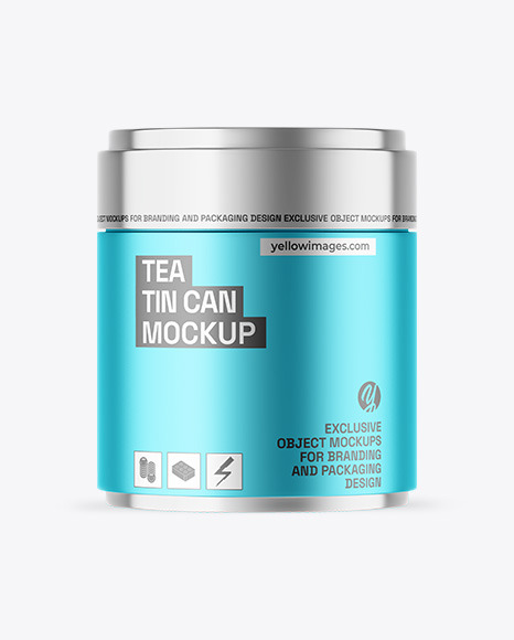 Matte Metallic Tea Tin Can Mockup