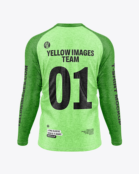 Men’s Heather Long Sleeve T-Shirt Mockup - Back View