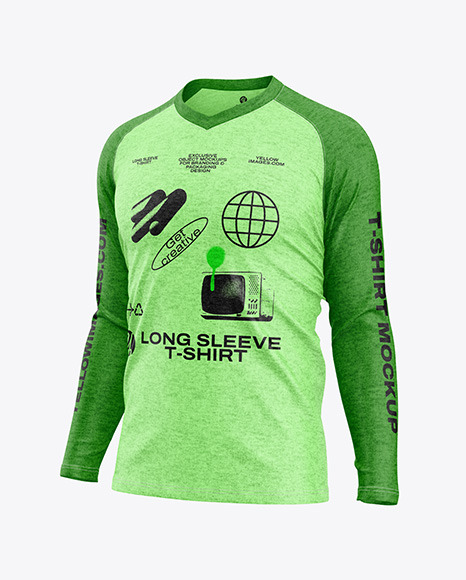 Men’s Heather Long Sleeve T-Shirt Mockup - Half Side View