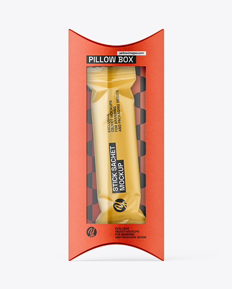 Kraft Paper Pillow Box w\ Stick Sachet Mockup