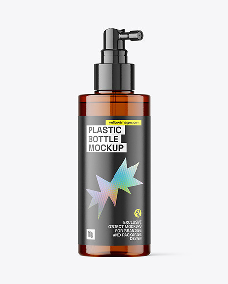 Amber Plastic Pump Bottle Mockup