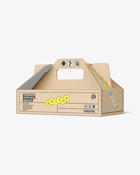 Kraft Paper Box w/ Handle Mockup