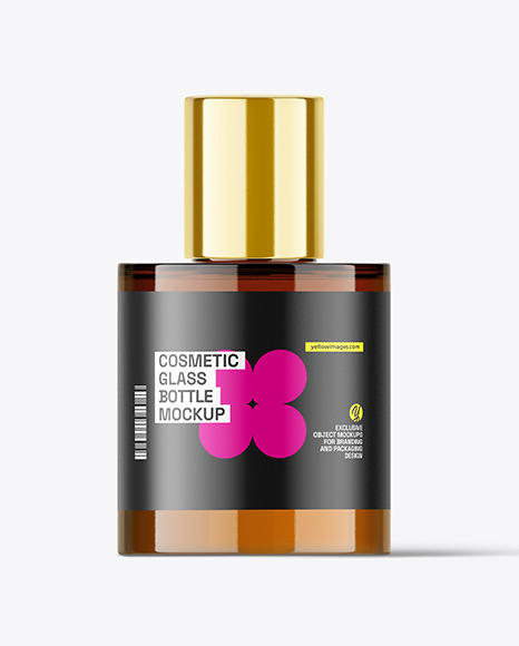 Amber Glass Cosmetic Bottle Mockup