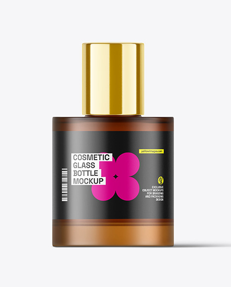 Amber Frosted Glass Cosmetic Bottle Mockup