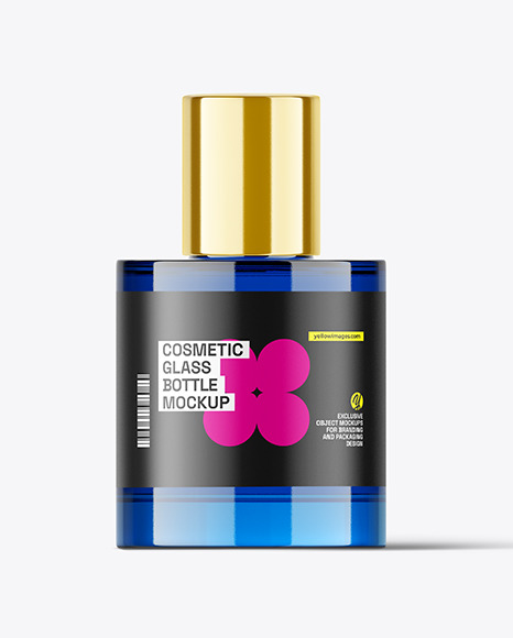 Blue Glass Cosmetic Bottle Mockup
