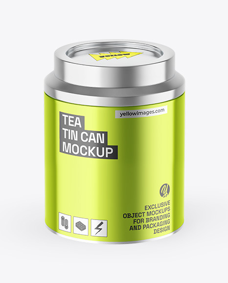 Metallic Tea Tin Can Mockup