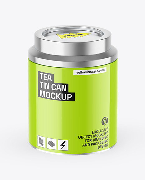Glossy Tea Tin Can Mockup