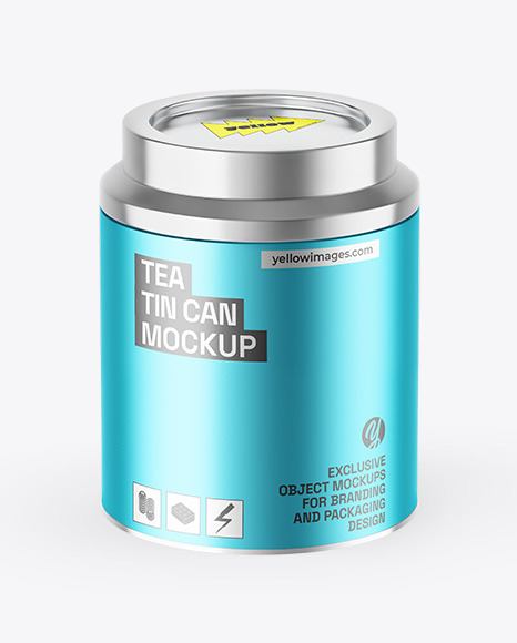 Matte Metallic Tea Tin Can Mockup