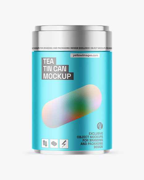 Matte Metallic Tea Tin Can Mockup