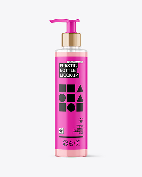 Clear Liquid Soap Bottle with Pump Mockup