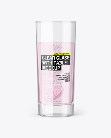 Water Glass with Effervescent Tablet Mockup