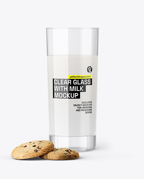 Glass With Milk Mockup