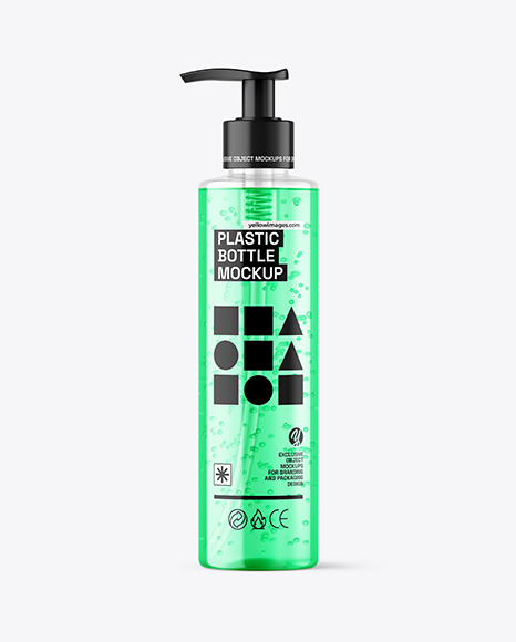 Color Liquid Cosmetic Bottle with Pump Mockup