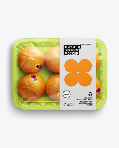 Tray With Oranges Mockup