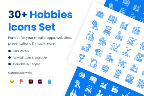 Hobbies Icons Set
