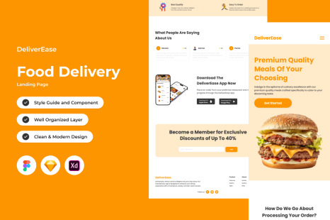DeliverEase - Food Delivery Landing Page V1