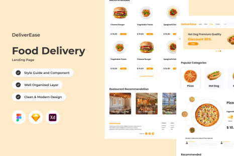 DeliverEase - Food Delivery Landing Page V2